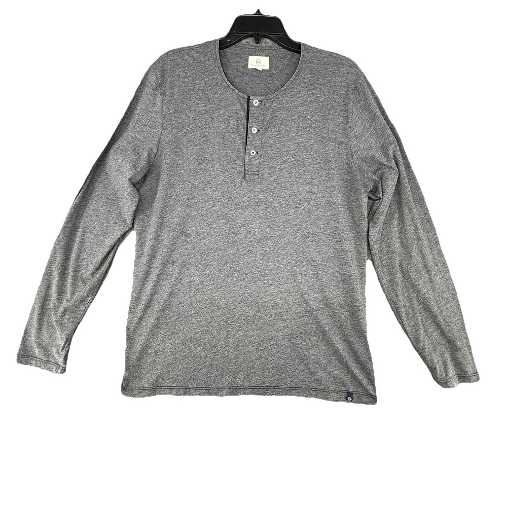 AG Adriano Goldschmied Men's Large  Henley Long Sleeve‎ T-Shirt Gray